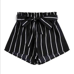 Black and white striped shorts